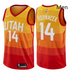 Mens Nike Utah Jazz 14 Jeff Hornacek Authentic Orange NBA Jersey City Edition