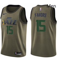 Mens Nike Utah Jazz 15 Derrick Favors Swingman Green Salute to Service NBA Jersey