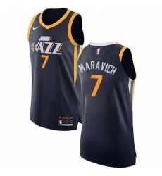 Mens Nike Utah Jazz 7 Pete Maravich Authentic Navy Blue Road NBA Jersey Icon Edition