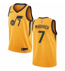 Mens Nike Utah Jazz 7 Pete Maravich Swingman Gold NBA Jersey Statement Edition