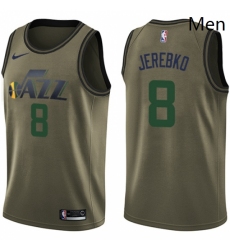Mens Nike Utah Jazz 8 Jonas Jerebko Swingman Green Salute to Service NBA Jersey 