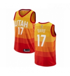 Mens Utah Jazz 17 Ed Davis Authentic Orange Basketball Jersey City Edition 