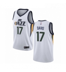 Mens Utah Jazz 17 Ed Davis Authentic White Basketball Jersey Association Edition 