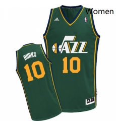 Womens Adidas Utah Jazz 10 Alec Burks Swingman Green Alternate NBA Jersey