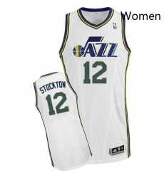 Womens Adidas Utah Jazz 12 John Stockton Authentic White Home NBA Jersey