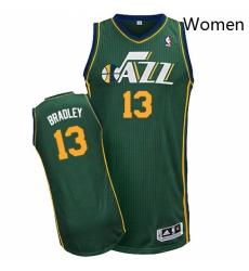 Womens Adidas Utah Jazz 13 Tony Bradley Authentic Green Alternate NBA Jersey 