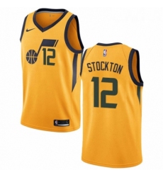 Womens Nike Utah Jazz 12 John Stockton Authentic Gold NBA Jersey Statement Edition