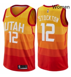 Womens Nike Utah Jazz 12 John Stockton Swingman Orange NBA Jersey City Edition