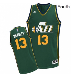 Youth Adidas Utah Jazz 13 Tony Bradley Swingman Green Alternate NBA Jersey 