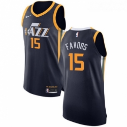 Youth Nike Utah Jazz 15 Derrick Favors Authentic Navy Blue Road NBA Jersey Icon Edition