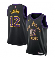 Men Los Angeles Lakers 12 Jake LaRavia Black 2025 26 City Edition Stitched Basketball Jersey