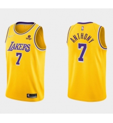 Men Los Angeles Lakers 7 Carmelo Anthony Bibigo Yellow Stitched Basketball Jersey