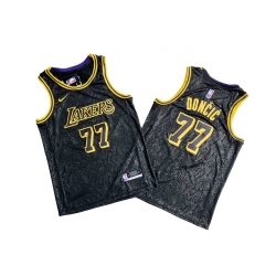 Men Los Angeles Lakers 77 Luka Doncic Black Stitched Basketball Jersey
