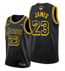 Men's Los Angeles Lakers #23 LeBron James 2020 Western Conference Champions Black Mamba Inspired Stitched NBA Jersey