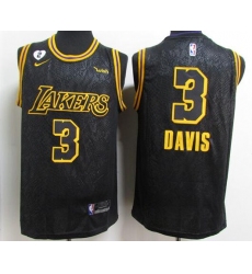 Men's Los Angeles Lakers #3 Anthony Davis 2020 Black City Edition With GiGi Patch Stitched NBA Jersey