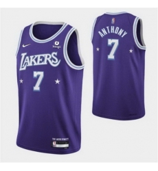 Men's Los Angeles Lakers #7 Carmelo Anthony Purple 2021 City Edition 75th Anniversary Stitched Jersey