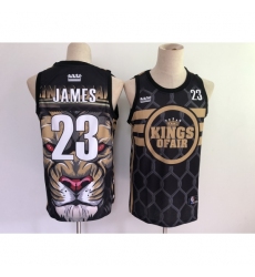 Men's Los Angeles Lakers Lion LeBron James King of Air Black Jersey