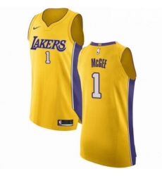 Mens Nike Los Angeles Lakers 1 JaVale McGee Authentic Gold NBA Jersey Icon Edition 