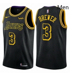 Mens Nike Los Angeles Lakers 3 Corey Brewer Swingman Black City Edition NBA Jersey 