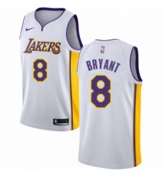 Mens Nike Los Angeles Lakers 8 Kobe Bryant Authentic White NBA Jersey Association Edition