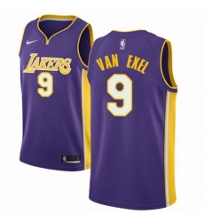 Mens Nike Los Angeles Lakers 9 Nick Van Exel Swingman Purple NBA Jersey Statement Edition 