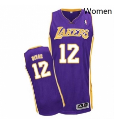 Womens Adidas Los Angeles Lakers 12 Vlade Divac Authentic Purple Road NBA Jersey