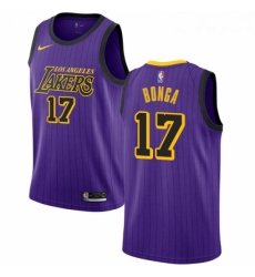 Womens Nike Los Angeles Lakers 17 Isaac Bonga Swingman Purple NBA Jersey City Edition 