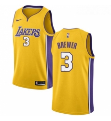 Womens Nike Los Angeles Lakers 3 Corey Brewer Swingman Gold Home NBA Jersey Icon Edition 