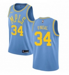 Womens Nike Los Angeles Lakers 34 Shaquille ONeal Swingman Blue Hardwood Classics NBA Jersey