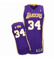 Youth Adidas Los Angeles Lakers 34 Shaquille ONeal Authentic Purple Road NBA Jersey