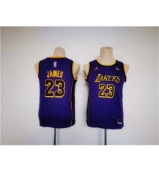 Youth Los Angeles Lakers 23 LeBron James Purple Stitched Basketball Jersey