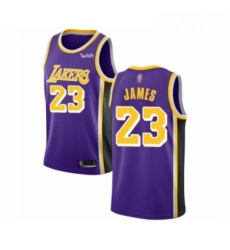 Youth Los Angeles Lakers 23 LeBron James Swingman Purple Basketball Jerseys Statement Edition 