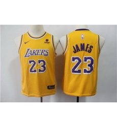 Youth Los Angeles Lakers 23 LeBron James Yellow Stitched Basketball Jersey