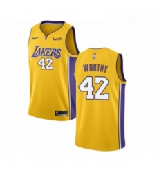 Youth Los Angeles Lakers 42 James Worthy Swingman Gold Home Basketball Jersey Icon Edition