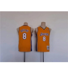 Youth Los Angeles Lakers 8 Kobe Bryant Yellow Stitched Basketball Jersey