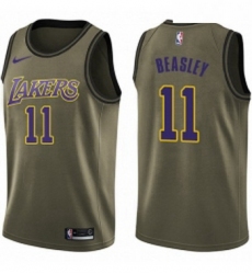 Youth Nike Los Angeles Lakers 11 Michael Beasley Swingman Green Salute to Service NBA Jersey 