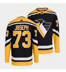 Men Pittsburgh Penguins 73 Pierre Olivier Joseph Black 2022 Reverse Retro Stitched Jersey