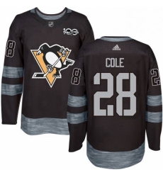 Mens Adidas Pittsburgh Penguins 28 Ian Cole Authentic Black 1917 2017 100th Anniversary NHL Jersey 