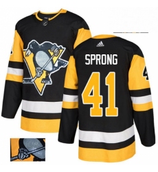 Mens Adidas Pittsburgh Penguins 41 Daniel Sprong Authentic Black Fashion Gold NHL Jersey 