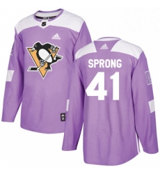 Mens Adidas Pittsburgh Penguins 41 Daniel Sprong Authentic Purple Fights Cancer Practice NHL Jersey 