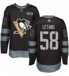 Mens Adidas Pittsburgh Penguins 58 Kris Letang Authentic Black 1917 2017 100th Anniversary NHL Jersey 