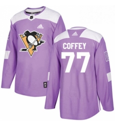 Mens Adidas Pittsburgh Penguins 77 Paul Coffey Authentic Purple Fights Cancer Practice NHL Jersey 