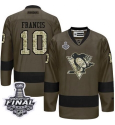 Penguins #10 Ron Francis Green Salute to Service 2017 Stanley Cup Final Patch Stitched NHL Jersey