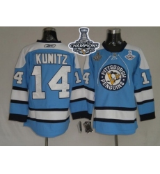 Penguins #14 Chris Kunitz Blue 2017 Stanley Cup Finals Champions Stitched NHL Jersey