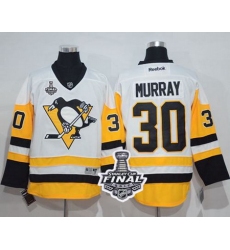 Penguins #30 Matt Murray White New Away 2017 Stanley Cup Final Patch Stitched NHL Jersey
