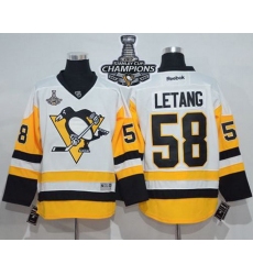 Penguins #58 Kris Letang White New Away 2017 Stanley Cup Finals Champions Stitched NHL Jersey