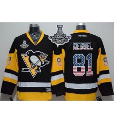 Penguins #81 Phil Kessel Black Alternate USA Flag Fashion 2017 Stanley Cup Finals Champions Stitched NHL Jersey