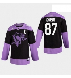 Penguins Sidney 87 Crosby Black Practice Fights Cancer Jersey