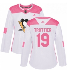 Womens Adidas Pittsburgh Penguins 19 Bryan Trottier Authentic WhitePink Fashion NHL Jersey 