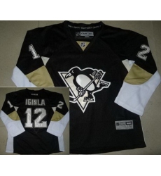 Kids Pittsburgh Penguins 12 Jarome Iginla Black NHL Jerseys